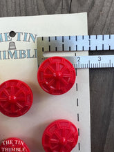 Load image into Gallery viewer, Authentic Vintage Red Molded Glass Buttons - Card of Six - 18mm or 3/4 Inch