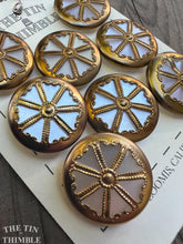 Load image into Gallery viewer, Vintage Plastic and Gold Buttons - Card of Eight - 25mm