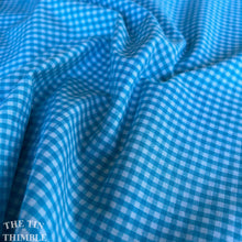 Load image into Gallery viewer, Vintage Blue Cotton Gingham Fabric - By the Yard -100% Cotton