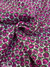 Load image into Gallery viewer, Vintage Rose Print Cotton - By the Yard - Pink Rose Print Floral Authentic Vintage Fabric