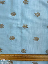 Load image into Gallery viewer, Authentic Vintage 1950s Printed Cotton/Silk Blend - Sky Blue with Metallic Gold Medallion Print - Banaras