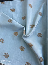 Load image into Gallery viewer, Authentic Vintage 1950s Printed Cotton/Silk Blend - Sky Blue with Metallic Gold Medallion Print - Banaras