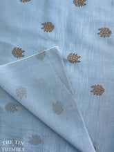 Load image into Gallery viewer, Authentic Vintage 1950s Printed Cotton/Silk Blend - Sky Blue with Metallic Gold Medallion Print - Banaras