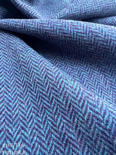 Load image into Gallery viewer, Vintage Pendleton Herringbone Wool - 3 Yards Available - Blue & Purple - 100% Wool Authentic Vintage Fabric