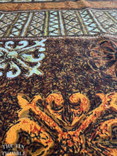 Load image into Gallery viewer, Vintage Authentic Polynesian Print Fabric - 2 1/4 Yards - Brown and Yellow Border Print Hawaiian Fabric - Textured Polyester Fabric