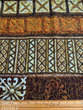 Load image into Gallery viewer, Vintage Authentic Polynesian Print Fabric - 2 1/4 Yards - Brown and Yellow Border Print Hawaiian Fabric - Textured Polyester Fabric