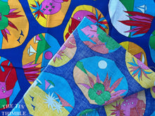 Load image into Gallery viewer, Authentic Vintage 1990s Tropical Theme Colorful Fabric - 1 1/2 Yards - Cotton/Poly Blend