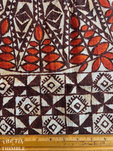 Load image into Gallery viewer, Vintage Authentic Polynesian Print Fabric - 19.5" x 42" - Brown and Orange Border Print Hawaiian Fabric - Textured Polyester Fabric