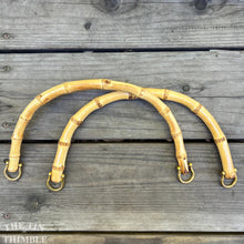 Load image into Gallery viewer, Rattan Purse Handles - Set of 2 - Natural Bamboo Bag Handles - 11" x 5.5"