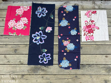 Load image into Gallery viewer, Japanese Kimono Fabric Lot, Authentic Vintage - 4 Pieces of Varying Sizes - Cotton Yukata Summer Weight Fabric - KIMLT01