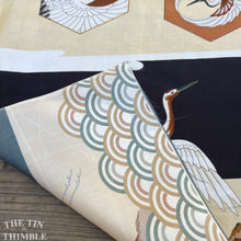Load image into Gallery viewer, Japanese Kimono Fabric, Authentic Vintage - 14.5" x 29.5" with Crane and Tree Print - Polyester