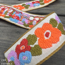 Load image into Gallery viewer, 100% Cotton Vintage Embroidered Trim - 1960s/70s Floral Hippie Trim - Sold by the Half Yard