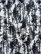 Load image into Gallery viewer, Printed China/Habotai 100% Silk - Mid Century Mod Print - Black and White Silk - Flawed