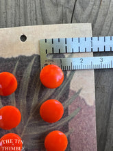 Load image into Gallery viewer, Authentic Vintage Bright Orange Glass Buttons - Card of Eight - 11mm or 7/16 Inch