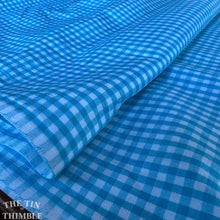 Load image into Gallery viewer, Vintage Blue Cotton Gingham Fabric - By the Yard -100% Cotton