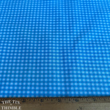 Load image into Gallery viewer, Vintage Blue Cotton Gingham Fabric - By the Yard -100% Cotton