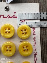 Load image into Gallery viewer, Vintage Plastic Yellow Buttons - Card of 12 - On Original Card "Lansing" Brand - Four Hole - 15mm (1/2 inch)