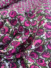 Load image into Gallery viewer, Vintage Rose Print Cotton - By the Yard - Pink Rose Print Floral Authentic Vintage Fabric