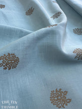 Load image into Gallery viewer, Authentic Vintage 1950s Printed Cotton/Silk Blend - Sky Blue with Metallic Gold Medallion Print - Banaras