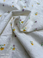 Load image into Gallery viewer, Embroidered Eyelet Fabric - Vintage 1970s Floral Eyelet - Cotton/Poly Blend - By the Yard x 45" Wide