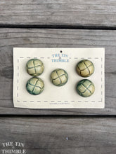 Load image into Gallery viewer, Vintage Faux Leather Plastic Buttons - Green and Off White - 30mm