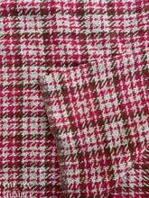Load image into Gallery viewer, Authentic Vintage 1960s Wool Poly Blend Fabric - Large Pink Plaid - 56" Wide - Flawed