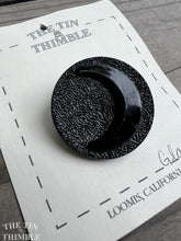 Load image into Gallery viewer, Vintage Glass Crescent Moon Button in Black - Single Celestial Button - 35mm