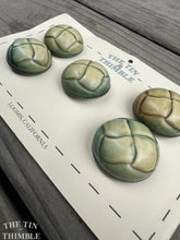 Load image into Gallery viewer, Vintage Faux Leather Plastic Buttons - Green and Off White - 30mm