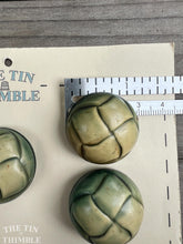 Load image into Gallery viewer, Vintage Faux Leather Plastic Buttons - Green and Off White - 30mm