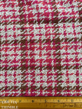Load image into Gallery viewer, Authentic Vintage 1960s Wool Poly Blend Fabric - Large Pink Plaid - 56" Wide - Flawed