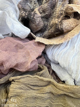 Load image into Gallery viewer, 2 Ounces of 100% Pure Silk Scraps - Vintage, New, Hand Dyed Assortment of Silk Weights and Weaves - Great for Collage, Nuno and Wet Felting