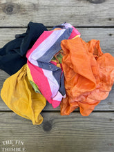 Load image into Gallery viewer, 2 Ounces of 100% Pure Silk Scraps - Vintage, New, Hand Dyed Assortment of Silk Weights and Weaves - Great for Collage, Nuno and Wet Felting