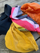 Load image into Gallery viewer, 2 Ounces of 100% Pure Silk Scraps - Vintage, New, Hand Dyed Assortment of Silk Weights and Weaves - Great for Collage, Nuno and Wet Felting