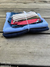 Load image into Gallery viewer, Fabric Scrap Bundle / Vintage and New Fabric Scraps / Denim Fabric Destash Grab Bag / SB318