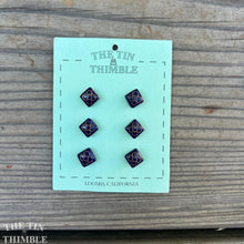 Load image into Gallery viewer, Antique Glass Buttons - 9mm Dark Blue and Gold Glass Buttons - 1930s - Six