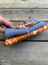 Load image into Gallery viewer, Fabric Scrap Bundle / Vintage and New Fabric Scraps / Cotton Fabric Destash Grab Bag / SB327 / Blue and Orange