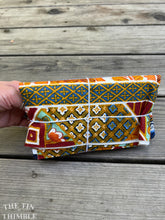 Load image into Gallery viewer, Fabric Scrap Bundle / Vintage and New Fabric Scraps / Cotton Fabric Destash Grab Bag / SB327 / Blue and Orange