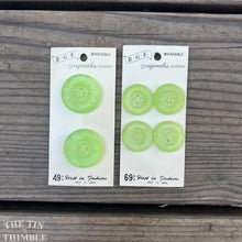 Load image into Gallery viewer, Vintage B.G.E Buttons - Green Plastic Buttons - Card of Two or Four - 20mm or 27mm