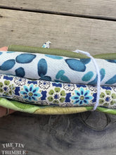 Load image into Gallery viewer, Fabric Scrap Bundle / Vintage and New Fabric Scraps / Cotton Fabric Destash Grab Bag / SB325 / Blue and Green
