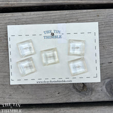 Load image into Gallery viewer, Vintage Plastic Square Clear Plastic Buttons - Card of 5 - 24mm or 1 Inch