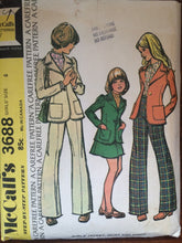 Load image into Gallery viewer, Vintage 1970 McCall's Girl's' Pants, Jacket and Skirt Pattern #3688 Size 12 Bust 30" - OH- Vintage McCall's Pattern / 70s McCall's / 70s