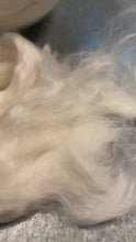 Load and play video in Gallery viewer, Bombyx Silk and Merino 50/50 Blend Roving for Spinning or Felting - Natural Ecru Fiber with Lovely Sheen