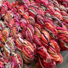Load image into Gallery viewer, Fiber Frenzy Bundle / Mixed Bundle of Yarn in Coral / Great for Felting / Approximately 24 Yards / 8 Strands Each 3 Yards Long
