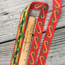 Load image into Gallery viewer, Vintage Embroidered Trim - Multiple Yards Available - Vintage Sewing Supplies / Embroidered Trim / Cotton Trim / Red Trim
