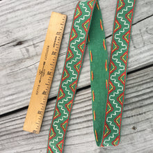 Load image into Gallery viewer, Vintage Embroidered Trim - Multiple Yards Available - Vintage Sewing Supplies / Embroidered Trim / Cotton Trim / Green Trim