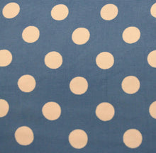 Load image into Gallery viewer, Acetate Fabric / Vintage Fabric / Blue White Polka Dot Fabric -1 5/8 Yards- 1950s Fabric / Blue Fabric / Polka Dots / Garment Fabric
