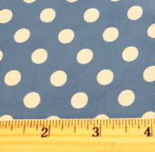 Load image into Gallery viewer, Acetate Fabric / Vintage Fabric / Blue White Polka Dot Fabric -1 5/8 Yards- 1950s Fabric / Blue Fabric / Polka Dots / Garment Fabric