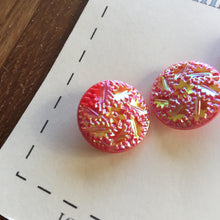 Load image into Gallery viewer, Red Glass Buttons - Three/ 1930s Buttons / 1940s Buttons / Vintage Glass Buttons / Vintage Sewing Notions