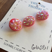 Load image into Gallery viewer, Red Glass Buttons - Three/ 1930s Buttons / 1940s Buttons / Vintage Glass Buttons / Vintage Sewing Notions