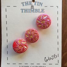 Load image into Gallery viewer, Red Glass Buttons - Three/ 1930s Buttons / 1940s Buttons / Vintage Glass Buttons / Vintage Sewing Notions